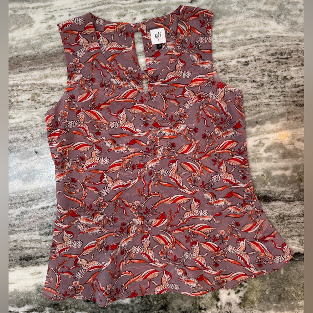 CAbi “Goodluck Crane Sleeveless Blouse Top” Women's Size Smll
